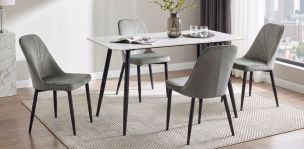 Comedor 132 x 70 cm Lissa Gris 5 Piezas