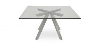 Mesa Comedor Cuadrada de Cristal 150 x 150 cm Zeit Plata