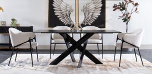 Comedor 180 x 90 cm Alessia con 6 Sillas Beige