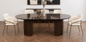 Comedor 240x 120 cm Astor Nogal Mármol con 6 Sillas Kirian