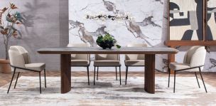 Comedor de Ceramica 240 x 120 Allens Gris con 6 Sillas Elan