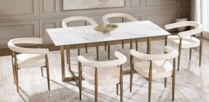 Comedor 180 x 90 cm Sicilia con 6 Sillas Blancas