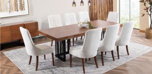 Comedor 240 x 107 cm Burgos con 8 Sillas Beige