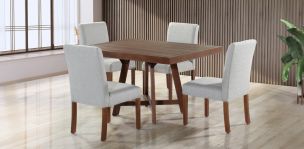 Comedor 135 x 100 cm Granada Nogal 4 Sillas Gris