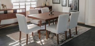 Comedor 160 x 100 cm Granada Nogal 6 Sillas Gris
