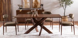 Comedor 180 x 90 cm Christine Nogal con 6 Sillas Olivo