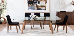 Comedor de Cristal 240 x 120 cm Donato y 6 Sillas Matera