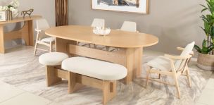 Comedor Dunna 240 x 120 cm con Banca y 4 Sillas Cordel 