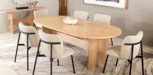 Comedor Dunna 240 x 120 cm con 6 Sillas Curve Flip