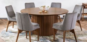 Comedor 160 cm Dunna Nogal con 6 Sillas Allegra