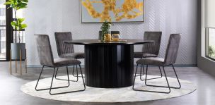 Comedor 160 cm Dunna Negro con 5 Sillas Beckett