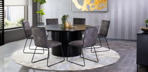 Comedor 160 cm Dunna Negro con 6 Sillas Beckett