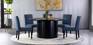Comedor 160 cm Dunna Negro con 5 Sillas Granada Azul