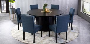 Comedor 160 cm Dunna Negro con 6 Sillas Granada Azul