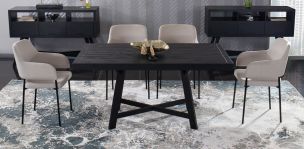 Comedor 160 x 100 cm Granada Negro Ccon 4 Sillas Guiza