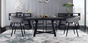 Comedor 160 x 100 cm Granada Negro con 4 Sillas Alfa 