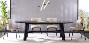 Comedor Granate 260 x 110 cm con 4 Sillas Curve