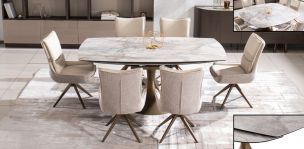 Comedor de Ceramica Con Extensión 190 x 115 cm Ayre con 6 Sillas