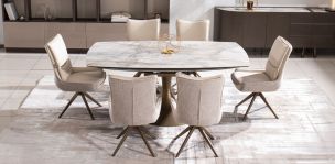 Comedor de Ceramica Con Extensión 190 x 115 cm Ayre con 6 Sillas