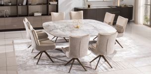 Comedor de Ceramica Con Extensión 190 x 115 cm Ayre con 8 Sillas