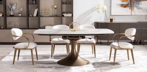 Comedor de Ceramica Con Extensión 190 x 115 cm Ayre con 4 Sillas Lacey