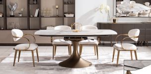 Comedor de Ceramica Con Extensión 190 x 115 cm Ayre con 4 Sillas Lacey