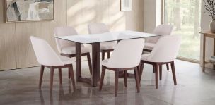 Comedor 160 x 90 cm Gyo Nogal con 6 Sillas Carmina