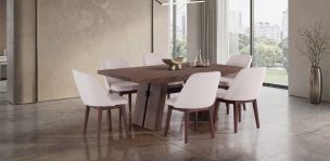 Comedor 180 x 100 cm Carmina Nogal con 6 Sillas