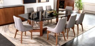 Comedor 280 x 140 cm con Huxley 8 Sillas Allegra Gris