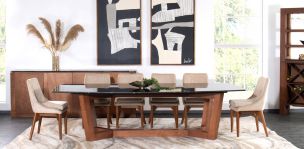 Comedor de Granito 240 x 120 cm Huxley y 6 sillas Allegra Beige