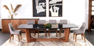 Comedor 240 x 120 cm Huxley con 6 Sillas Allegra Gris