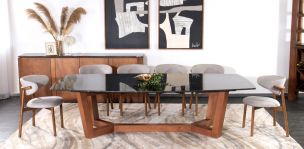 Comedor de Granito 240 x 120 cm Huxley y 6 Sillas Malbec 