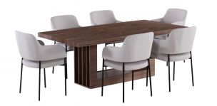 Comedor 200 x 100 cm Kore con 6 Sillas Guiza