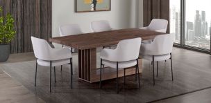 Comedor 200 x 100 cm Kore con 6 Sillas Guiza