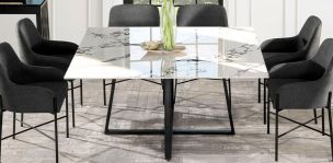 Comedor 150 x 150 cm Rokha con 6 Sillas Omega