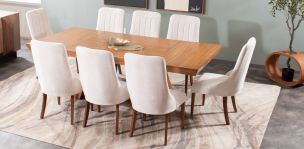 Comedor 240 x 120 cm Matera con 8 Sillas Burgos Beige