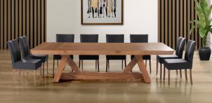 Comedor 300 x 150 cm Matera y 8 Sillas Altare Gris