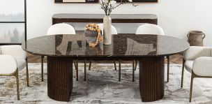 Mesa Comedor de Mármol 240 x 120 cm Astor Nogal