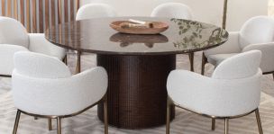 Mesa Comedor de Mármol 160 cm Astor Nogal