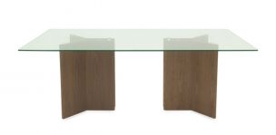 Mesa Comedor de Cristal 200 x 100 cm Ketro Nogal