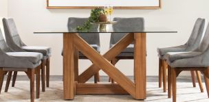 Mesa Comedor de Cristal 150 x 150 cm Ravello Parota