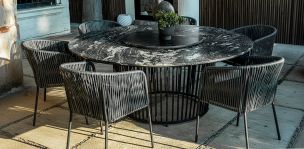 Mesa Comedor de Granito 180 cm Dorato Negro