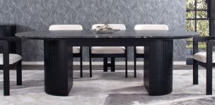 Mesa Comedor de Granito 240 x 120 cm Astor Negro