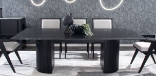 Mesa Comedor de Granito 240 x 120 cm Astor Negro