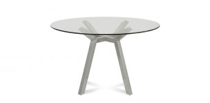 Mesa Comedor Redonda De Cristal Templado Amia Plata