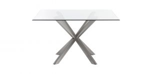 Mesa Comedor Cuadrada de Cristal 160 x 160 cm New Shanghai Plata