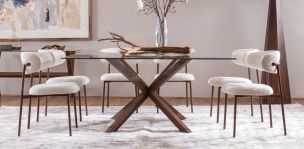 Comedor 160 x 160 cm New Shanghai Nogal con 6 Sillas