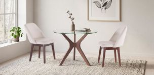 Comedor 100 cm Owe Nogal con 2 Sillas Carmina