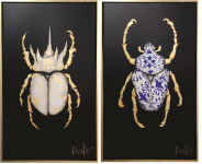 Set De 2 Cuadros 15 x 90 Cm Cada Uno Insectario Wh Madera Multicolor