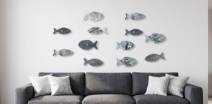 Figura de Cristal 90 x 180 cm Salmon Multicolor 12 Piezas